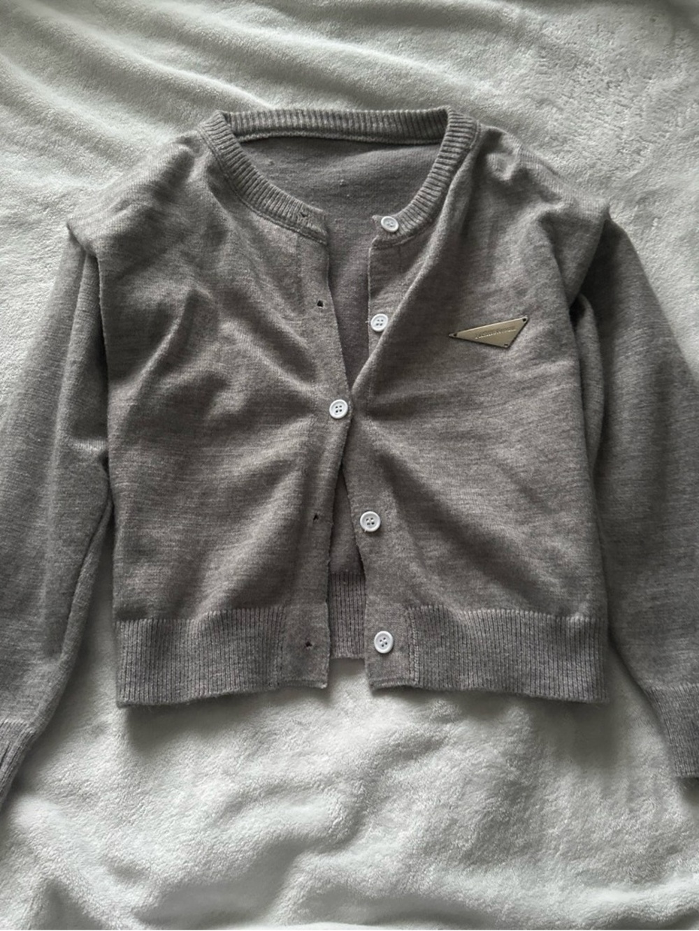 Gray Crop Button Cardigan Jacket
